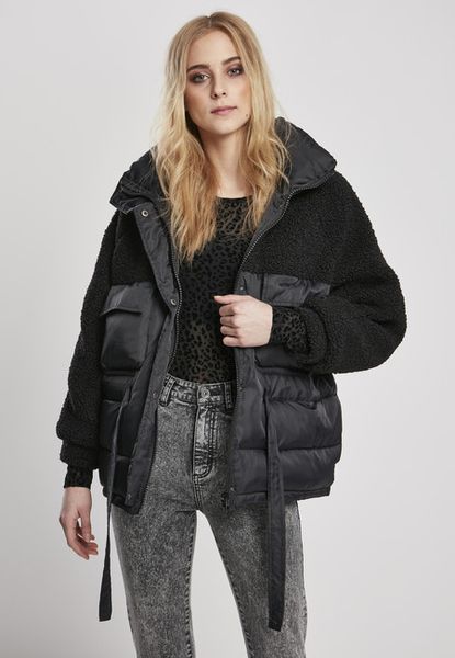 Urban Classics Ladies Sherpa Mix Puffer Jacket black