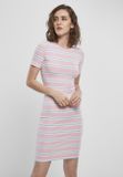 Urban Classics Ladies Stretch Stripe Dress girlypink/oceanblue