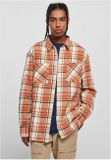 Urban Classics Long Oversized Checked Leaves Shirt softseagrass/red