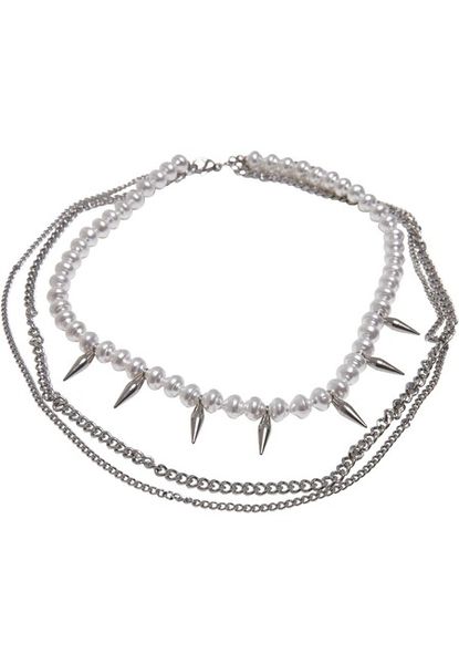Urban Classics Meridian Pearl Layering Necklace silver