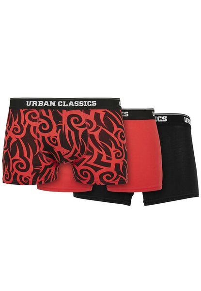 Urban Classics Organic Boxer Shorts 3-Pack tribal aop+popred+black
