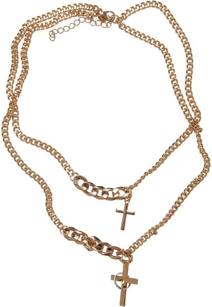 Urban Classics Various Chain Cross Necklace gold