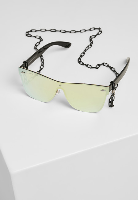 E-shop Urban Classics 103 Chain Sunglasses black/gold mirror - UNI