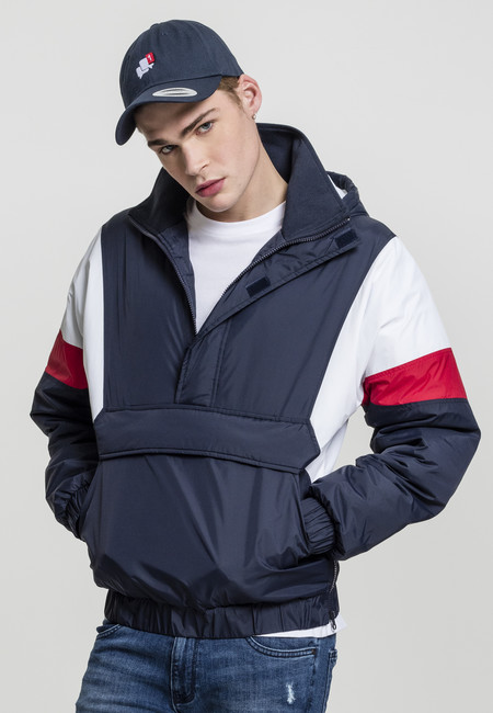 Urban Classics 3 Tone Pull Over Jacket navy/white/fire red - XXL