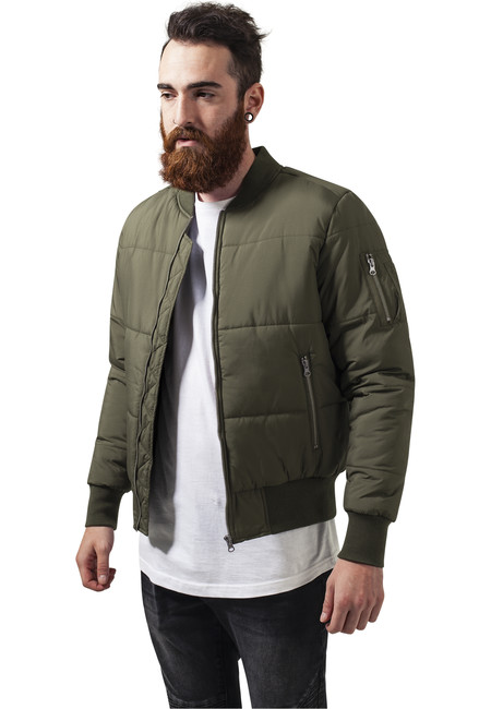 Urban Classics Basic Quilt Bomber Jacket olive - XL
