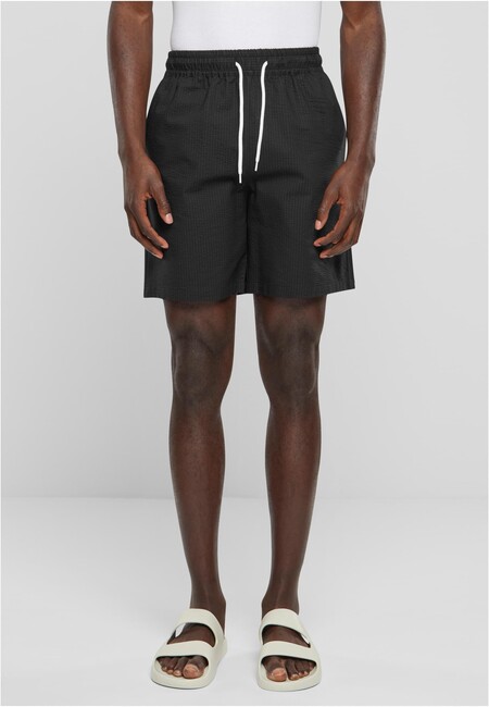 Urban Classics Basic Seersucker Shorts black - S