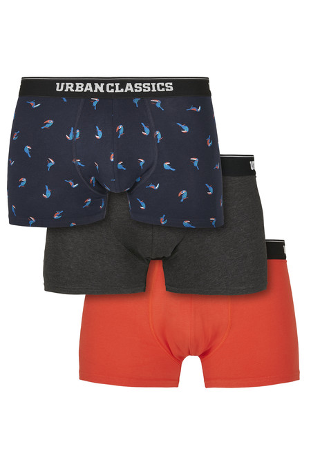 Urban Classics Boxer Shorts 3-Pack bird aop+ boxer orange + cha - 4XL