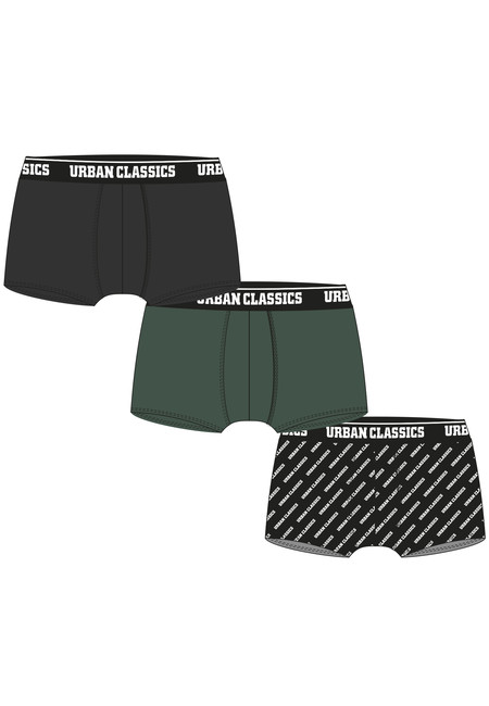 Urban Classics Boxer Shorts 3-Pack darkgreen+black+branded aop - 4XL