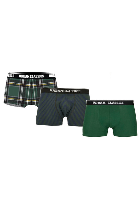 Urban Classics Boxer Shorts 3-Pack dgrn plaidaop+btlgrn/dblu+dgrn - 4XL