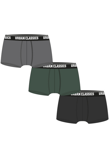 Urban Classics Boxer Shorts 3-Pack grey+darkgreen+black - L