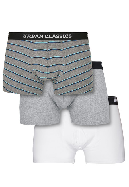 E-shop Urban Classics Boxer Shorts 3-Pack wide stripe aop + grey + white - S