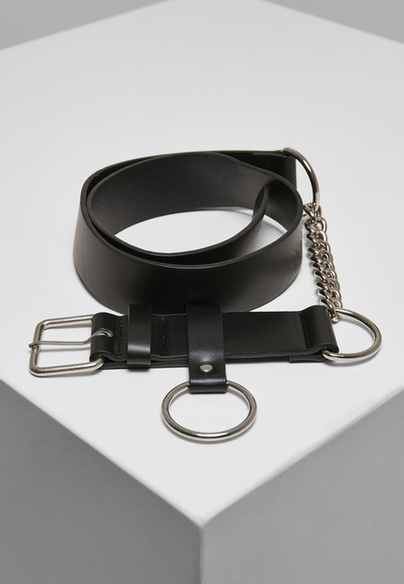 Urban Classics Chain Imitation Leather Belt black/silver - S/M