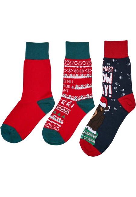 Urban Classics Christmas Bear Socks Kids 3-Pack multicolor - 31–34