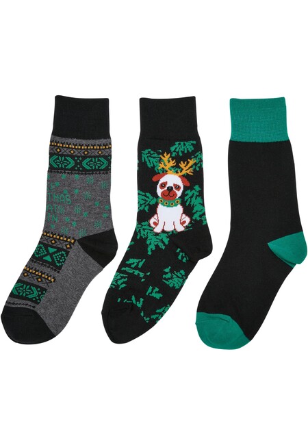 Urban Classics Christmas Dog Socks Kids 3-Pack multicolor - 27–30