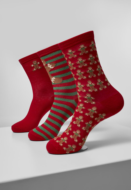Urban Classics Christmas Gingerbread Lurex Socks 3-Pack multicolor - 35–38