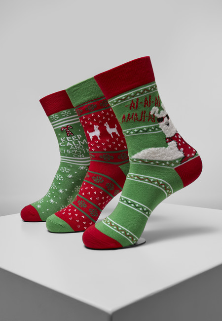 Urban Classics Christmas Lama Socks 3-Pack multicolor - 35–38