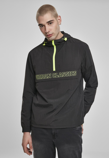 Urban Classics Contrast Pull Over Jacket black/electriclime - S