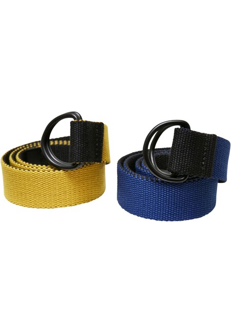 Urban Classics Easy D-Ring Belt Kids 2-Pack black/royal+black/yellow - UNI