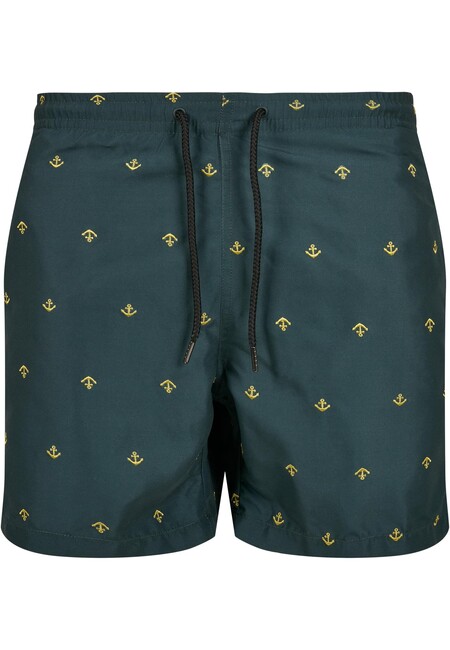 Urban Classics Embroidery Swim Shorts anchor/bttlgrn/lmnmstrd - XL