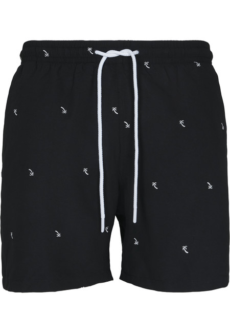 E-shop Urban Classics Embroidery Swim Shorts black/palmtree - L