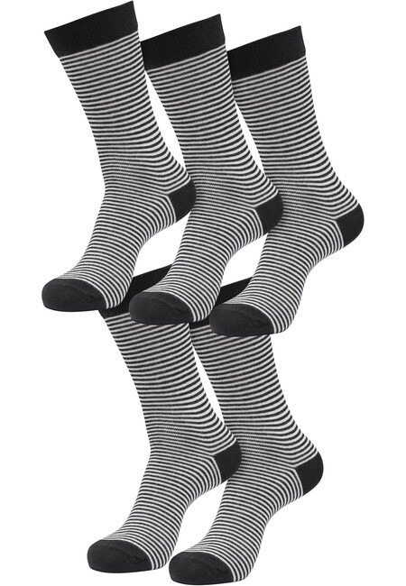 Urban Classics Fine Stripe Socks 5-Pack black/whitesand - 35–38