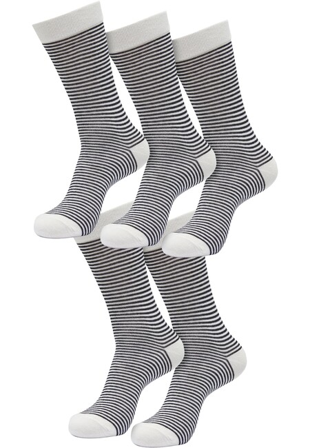Urban Classics Fine Stripe Socks 5-Pack whitesand/black - 35–38