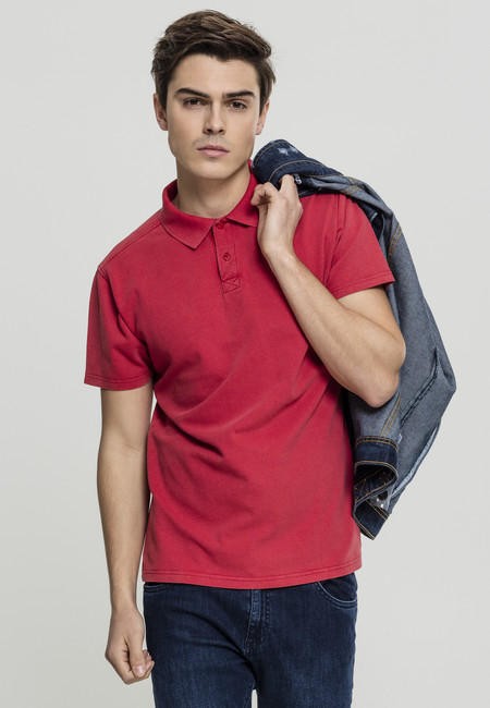 Urban Classics Garment Dye Pique Poloshirt red - M
