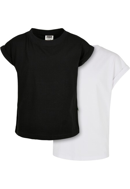 E-shop Urban Classics Girls Organic Extended Shoulder Tee 2-Pack black/white - 110/116