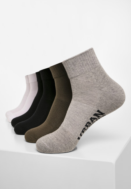 Urban Classics High Sneaker Socks 6-Pack black/white/grey/olive - 39–42