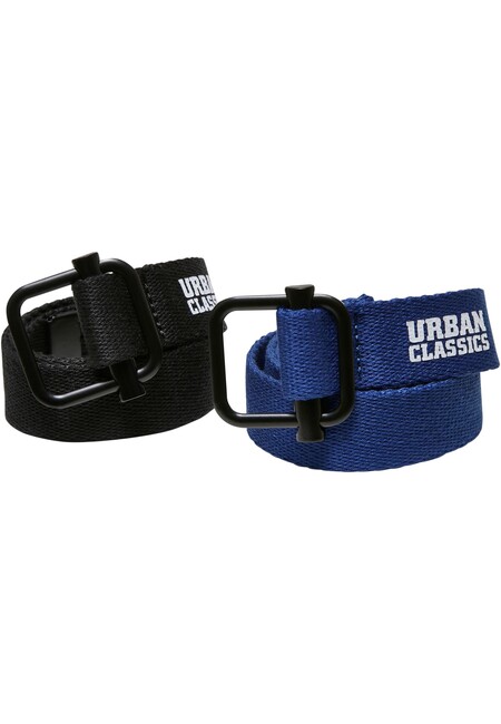 Urban Classics Industrial Canvas Belt Kids 2-Pack black/blue - UNI