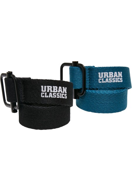 Urban Classics Industrial Canvas Belt Kids 2-Pack black/green - UNI