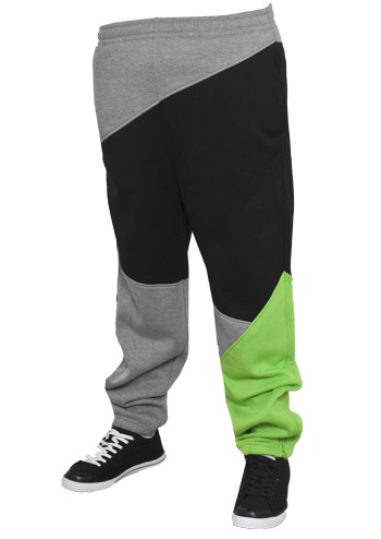 E-shop Urban Classics Kids Zig Zag Sweatpants Grey Black Limegreen - 10