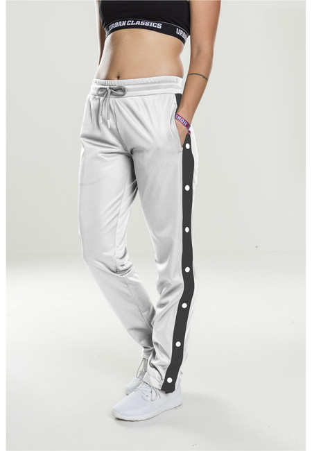 E-shop Urban Classics Ladies Button Up Track Pants wht/blk/wht - XS