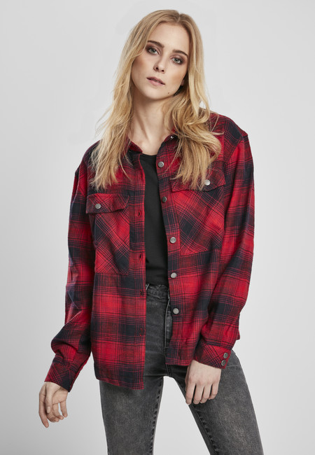 E-shop Urban Classics Ladies Check Overshirt darkblue/red - XS
