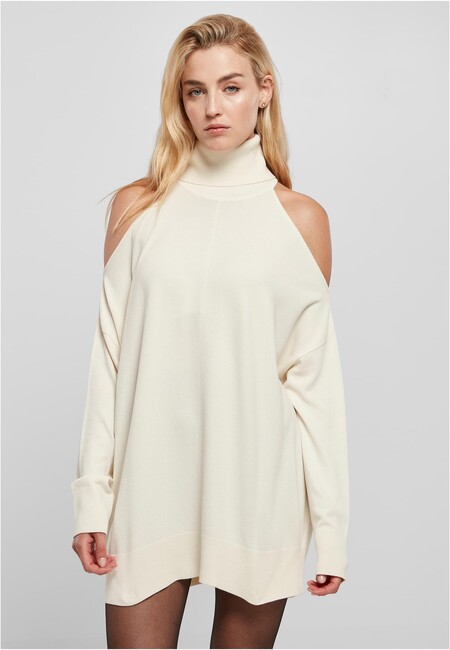 E-shop Urban Classics Ladies Cold Shoulder Turtelneck Sweater whitesand - L
