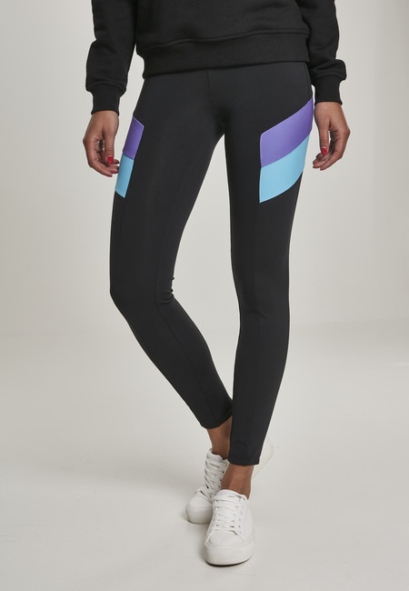 Urban Classics Ladies Color Block Leggings black/ultraviolet - 5XL