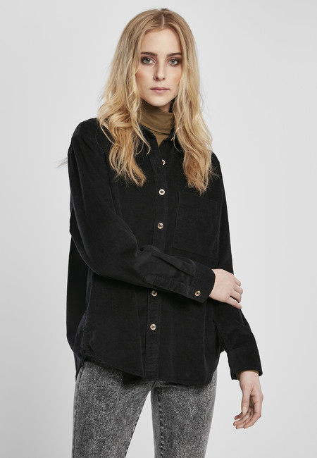 Urban Classics Ladies Corduroy Oversized Shirt black - 5XL