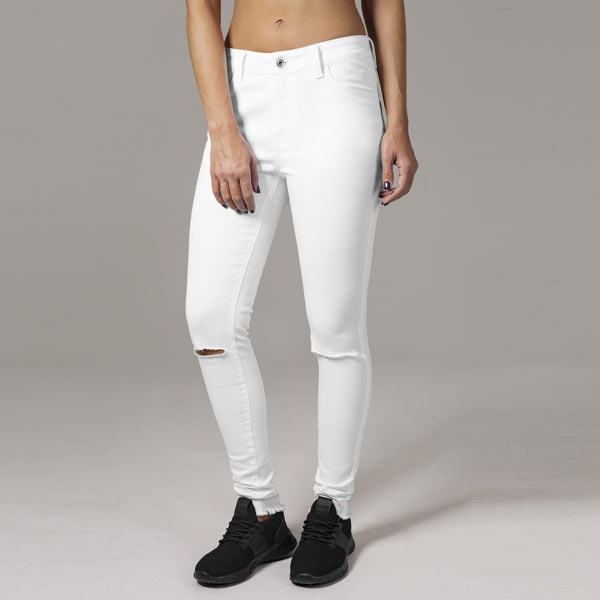 E-shop Urban Classics Ladies Cut Knee Pants white - 28