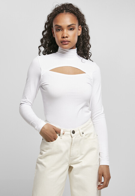 Urban Classics Ladies Cut-Out Turtleneck Longsleeve white - XL