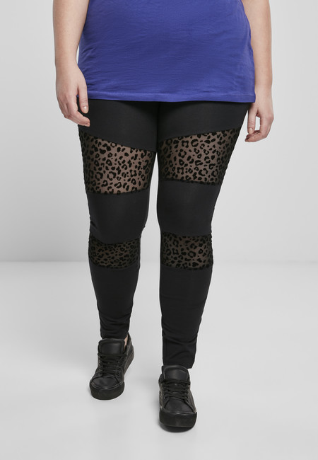 Urban Classics Ladies Flock Lace Inset Leggings black - XL