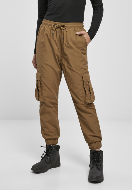 Urban Classics Ladies High Waist Crinkle Nylon Cargo Pants midground - S
