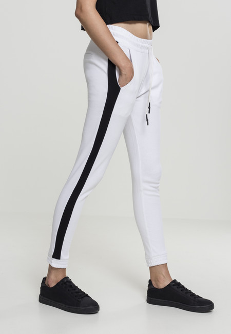 Urban Classics Ladies Interlock Joggpants white/black - S
