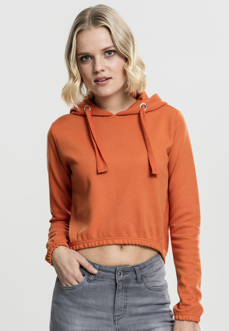 E-shop Urban Classics Ladies Interlock Short Hoody rust orange - XL