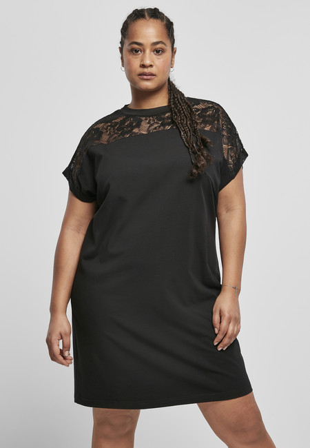 Urban Classics Ladies Lace Tee Dress black - XS