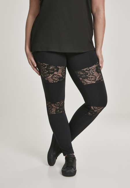 Urban Classics Ladies Laces Inset Leggings black - 5XL