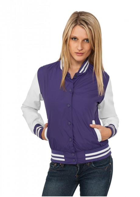 Urban Classics Ladies Light College Jacket pur/wht - S