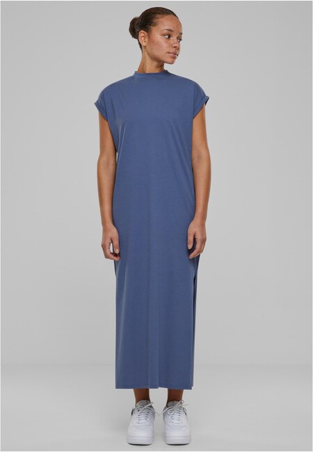 E-shop Urban Classics Ladies Long Extended Shoulder Dress vintageblue - XXL
