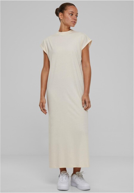 E-shop Urban Classics Ladies Long Extended Shoulder Dress whitesand - XL