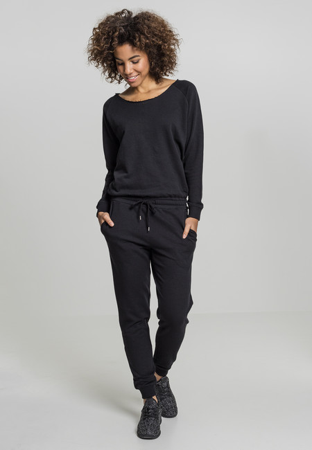 E-shop Urban Classics Ladies Long Sleeve Terry Jumpsuit black - M