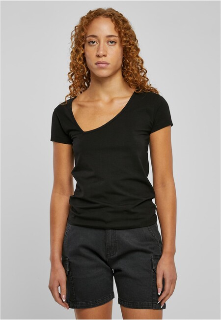 Urban Classics Ladies Organic Asymmetric Neckline Tee black - XL